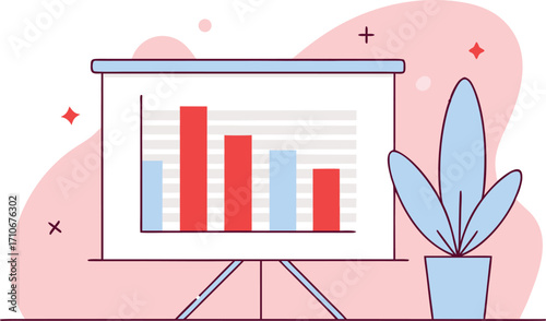 Presentation with a downward trend chart