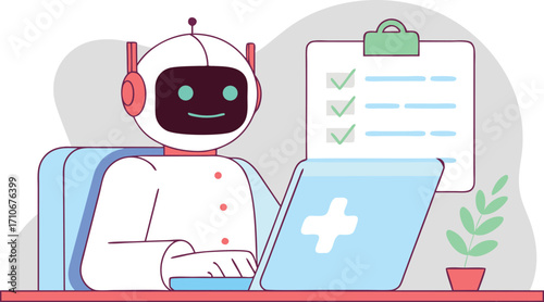 AI Assistant Working on a Medical Task with Checklist