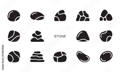 black and white icons set