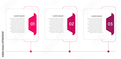 Business model infographic with 3 horizontal rectangular frames, representing key features of a startup project. Modern flat vector design for presentations.