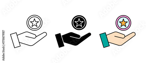Reward points icon Quality design element with stroke, filled and colored.