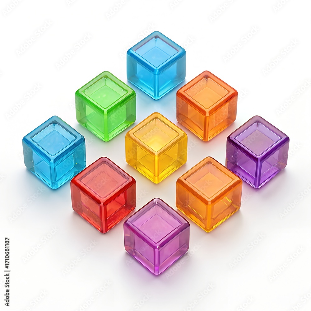 Obraz premium Colorful 3D cubes on white background