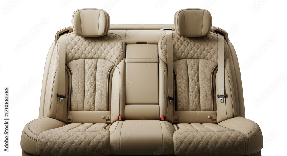 Naklejka premium Luxurious Beige Leather Car Seats with Diamond Stitching Detail.