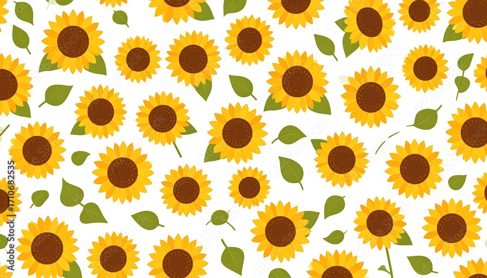Seamless sunflower field vector pattern for sunny summer celebrations