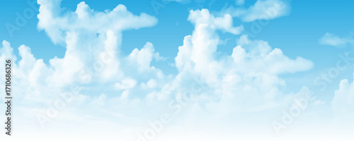White cirrus clouds in the blue sky on a clear day in the summer. Used as a background image.