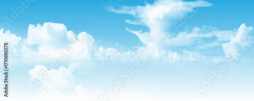 Clouds that look beautiful. Panorama view blue sky background. Vector illustration.