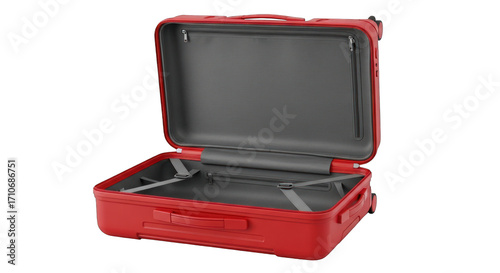 Wallpaper Mural Open Red Suitcase with Interior Compartments and Straps. Torontodigital.ca