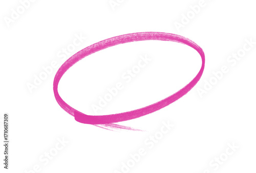 Abstract magenta brush stroke circle on black background graphic design