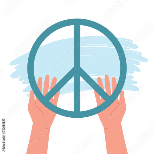 Hands holding peace symbol. Person hands giving help, support and assistance flat vector illustration. People pray, freedom concept