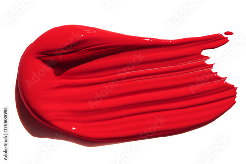 smear of red paint or llipstick on empty background