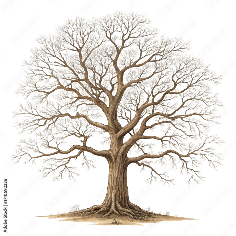 Obraz premium A bare tree with many branches art isolated on white background