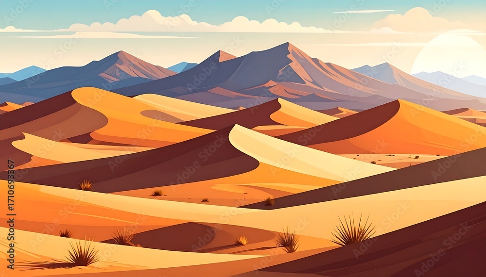 Naklejka premium Desert landscape with mountains