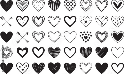 Heart Shapes Collection Love Symbol Romance Affection Passion Emotion Feeling Graphic Art