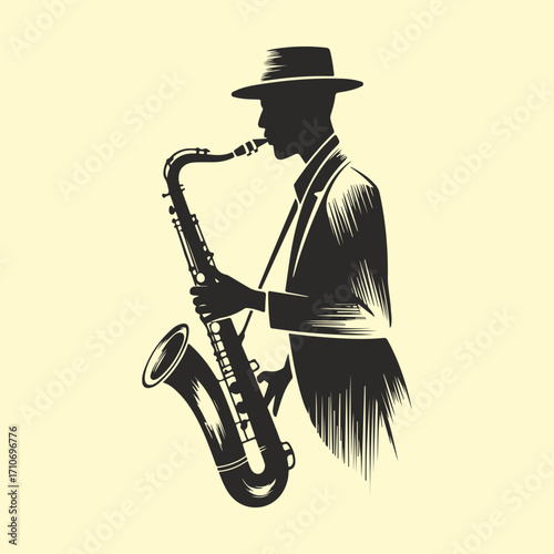 Saxophone Player Silhouette Jazz Music Illustration