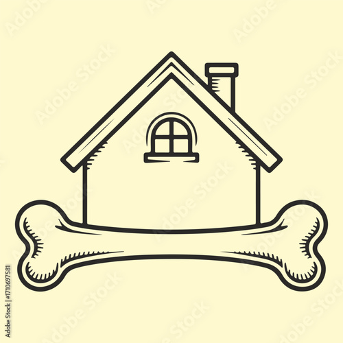 Bone House Icon Whimsical Home Design with Canine Theme