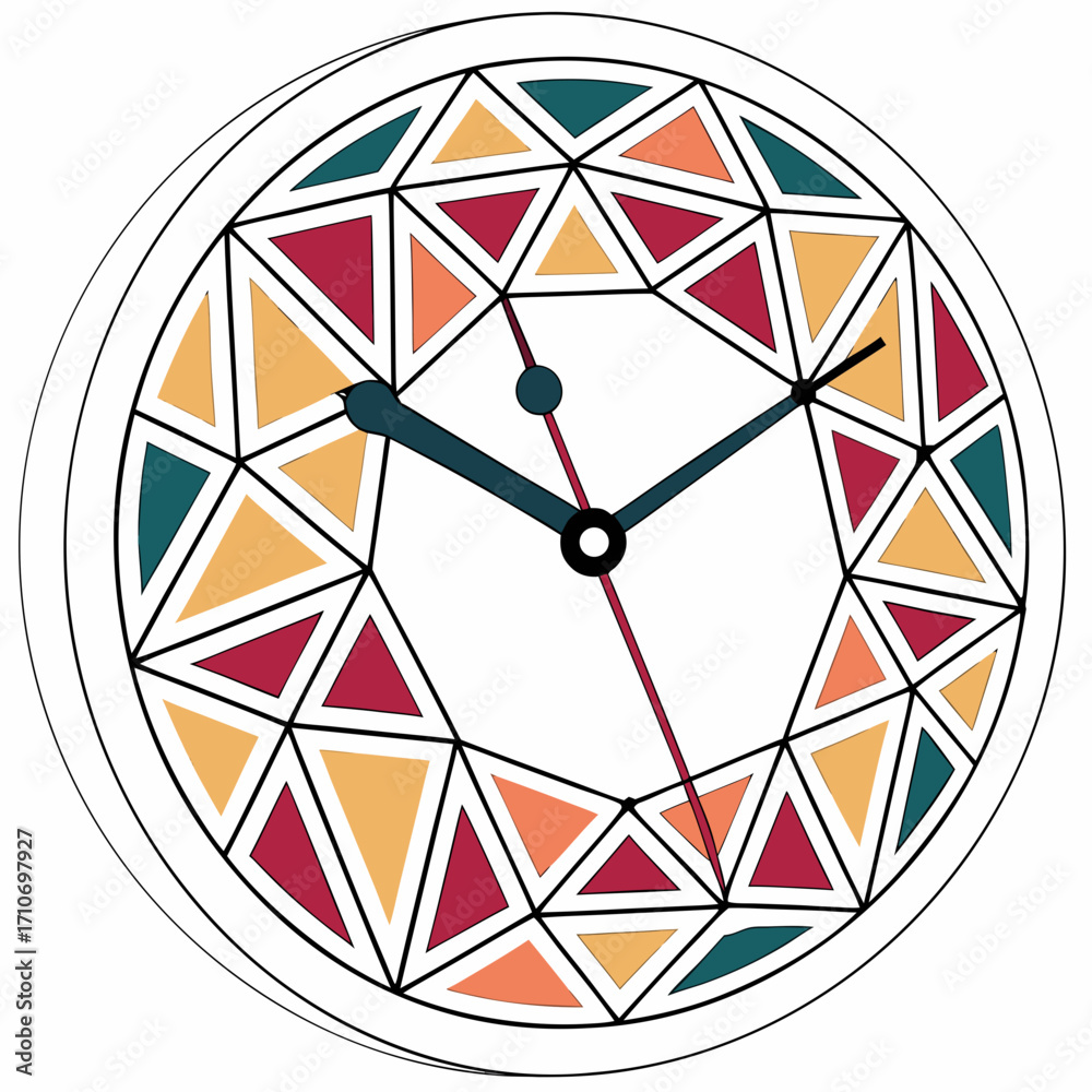 Obraz premium Clock face with colorful geometric pattern