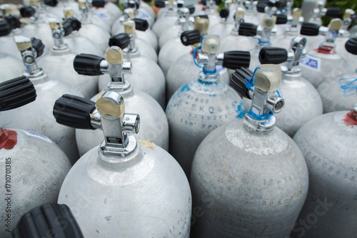 Metal scuba diving oxygen tanks