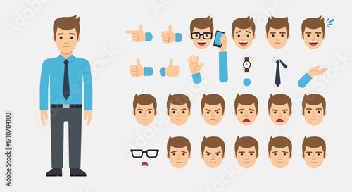 Office Worker Character Vector Illustration Customizable Male Figure Vector Art