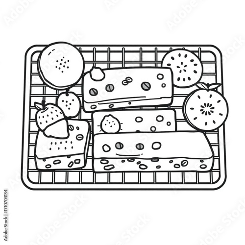 Fresh fruit and nut bars on cooling rack