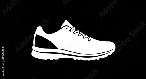 White running shoe silhouette on black background