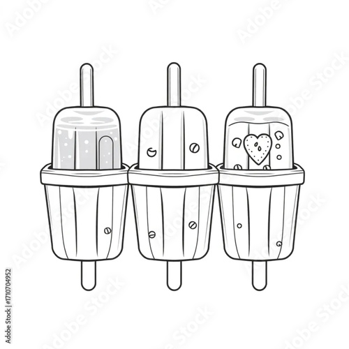 Fresh fruit smoothie popsicles in wooden molds