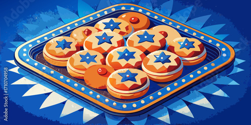 Heart-shaped pink iced gingerbread cookies on a plate for a sweet Christmas snack