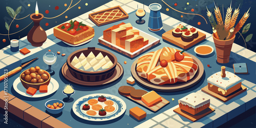 Sweet cupcakes and a gourmet birthday cake with fresh flowers and candles