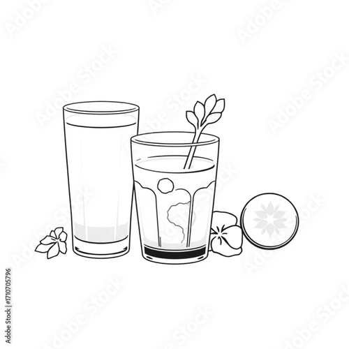 Cold-pressed celery juice in small glasses