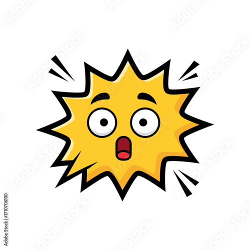 A cheerful yellow cartoon sun with a smiling face shines brightly on a hot summer day