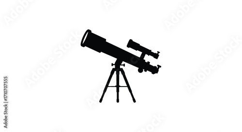 Simple black silhouette of a telescope on a tripod stand