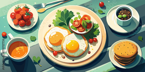 A plate of delicious gourmet salad with fresh vegetables and sliced egg