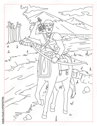 Mighty Centaur with a Bow Coloring Page: A Heroic Fantasy Creature