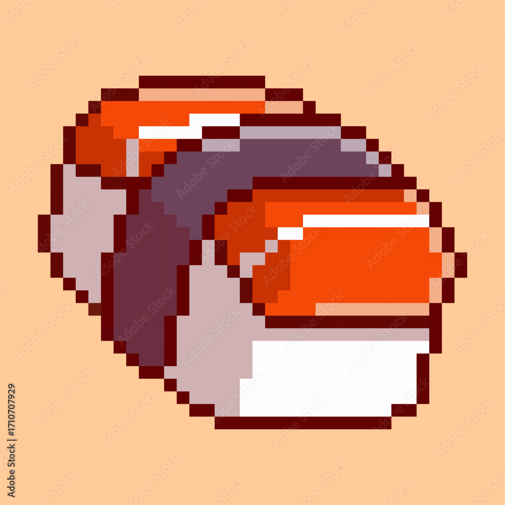 Obraz premium A pixel art of salmon nigiri sushi, created in a retro 8-bit aesthetic. This delicious Japanese food sprite is perfect for restaurant, cooking or any project focused on Asian cuisine