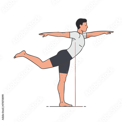An athletic individual maintains excellent equilibrium during a complex fitness exercise, showcasing physical prowess and mindful movement with precise body positioning.