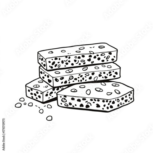 Homemade seed and nut bars on board