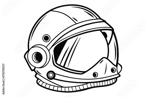 Outlined trooper wears full face helmet, goggles, and protective gear for battle readiness