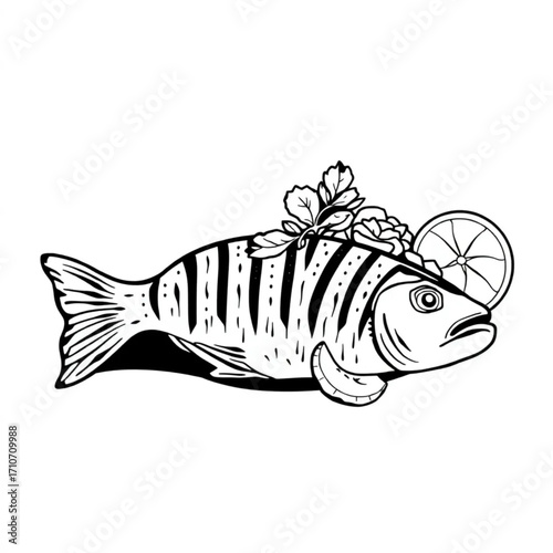 Grilled fish with Mediterranean vegetables