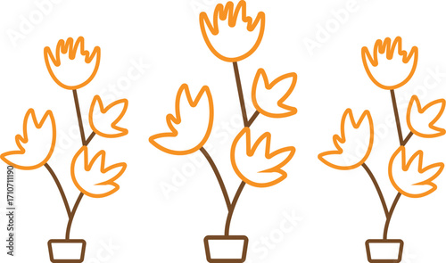 Professional Flower Tree Contour Vector Silhouettes for Botanical Illustrations, Logos, and Creative Projects