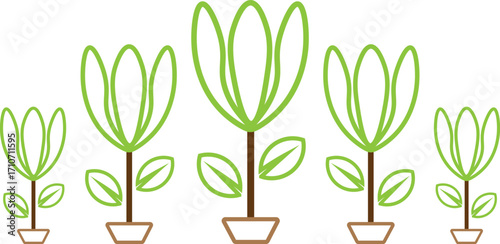 Minimal Flower Tree Line Vector Silhouettes Collection for Nature, Botanical, Eco, and Creative Design Projects