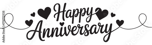 Happy Anniversary black calligraphy with underline