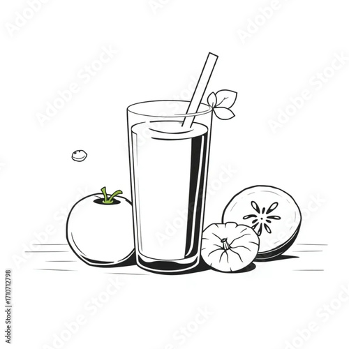 Cold-pressed vegetable juice flight on wood