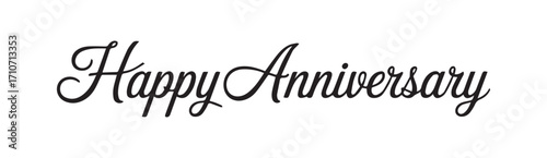 Happy Anniversary Text with Hearts and Swirls love