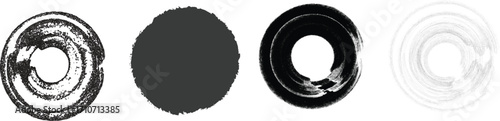 Circle grunge stamp set. Round vector isolated on white background. Black stamp vector. Collection for grunge badge, seal.Round grunge hand drawn circle shape