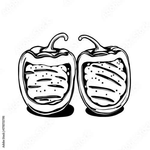 Grilled vegetable and cheese stuffed peppers