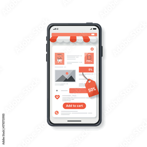 Smartphone Screen Showing Online Store with Product Page