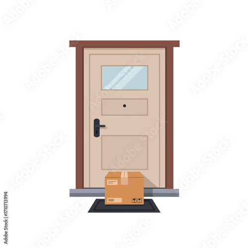 E-commerce Delivery Package Left at a Front Door
