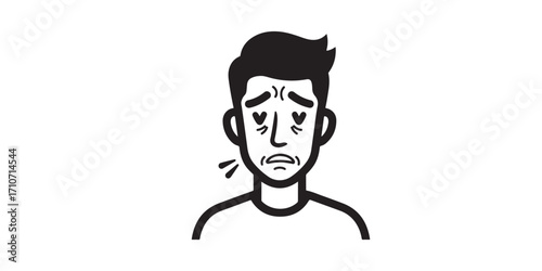 Man with eyes crossed and stressed expression