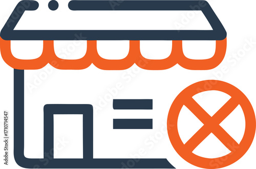 Storefront icon with an orange cross indicating that it is closed