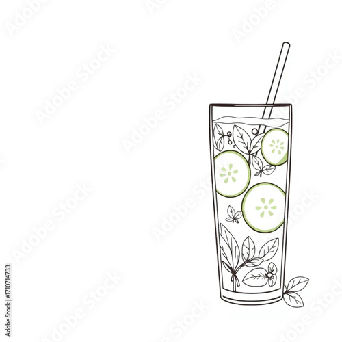 Fresh cucumber and herb spring water
