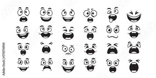 Collection of cartoon faces expressing various emotions